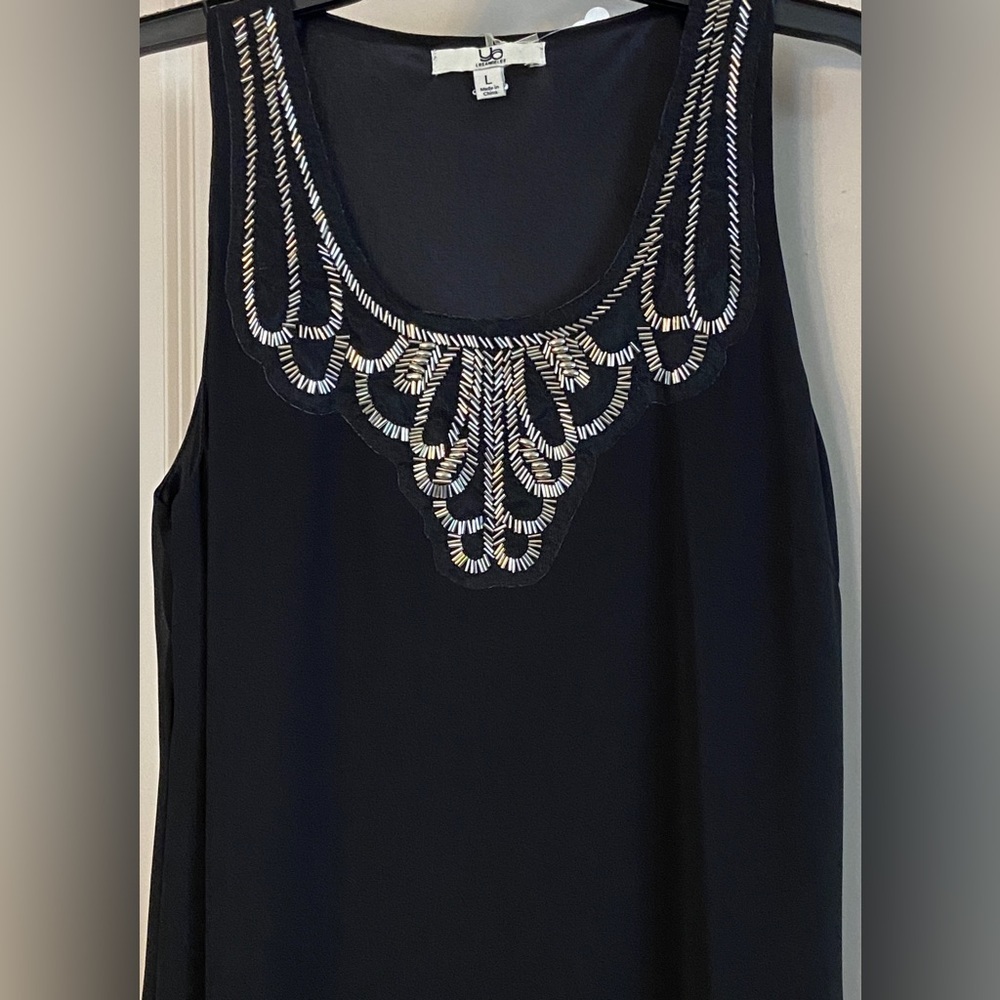 🥳NWT Ya LosAngeles Sz-M New Years Dress Beautiful Silver Beading Around Neckline